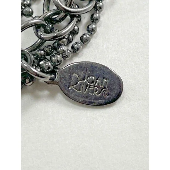 Joan Rivers Multichain And Circles 29 inch Necklace Rhinestone Dark Silver Tone - Picture 3 of 16